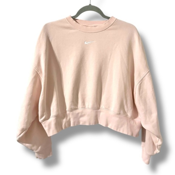Nike Phoenix Over-Oversized Crew Neck Pink Sweatshirt Swoosh Women's Size Small - Picture 2 of 13